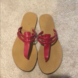 JCrew sandals. Pinkish red color.